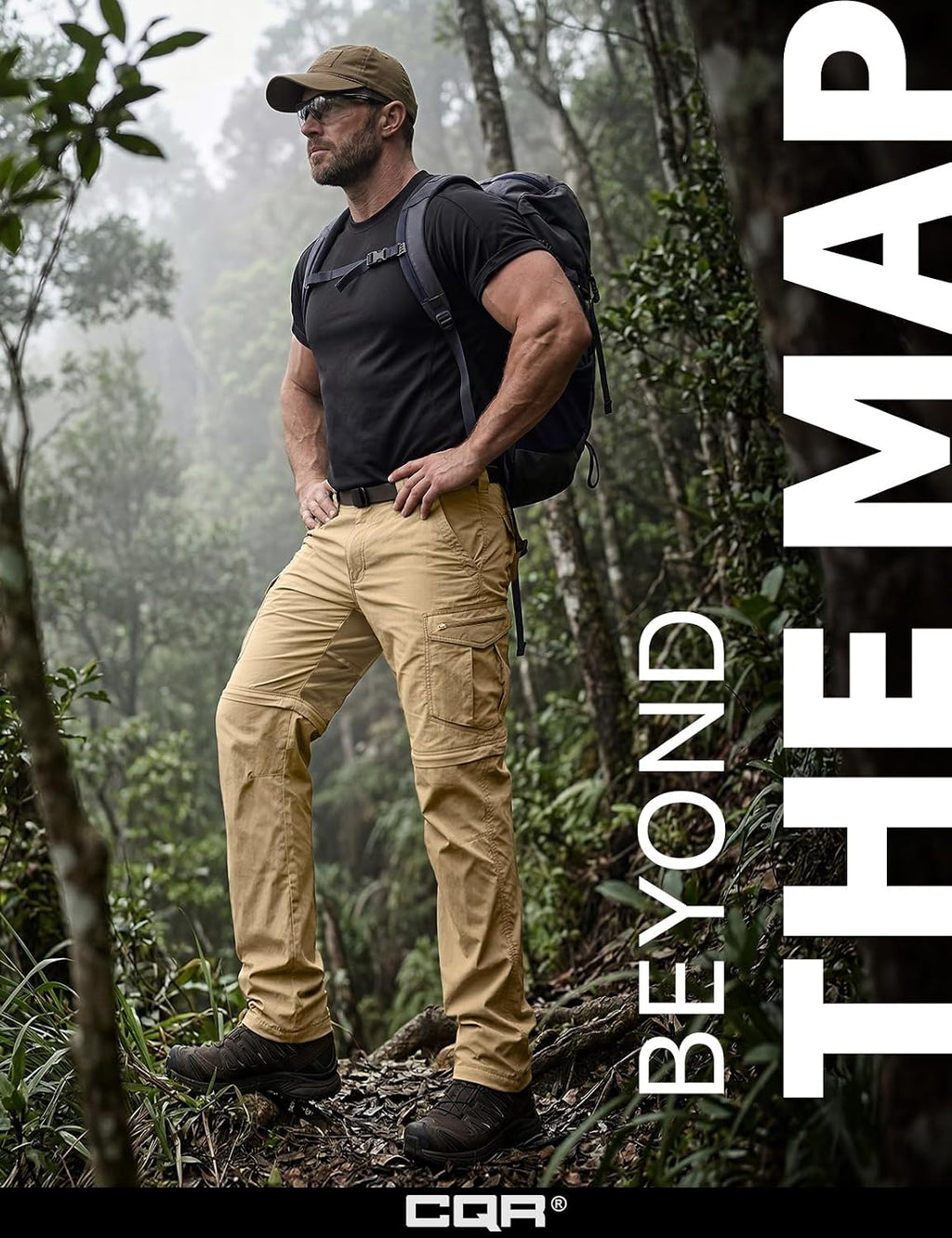 CQR Men's Convertible Cargo Tactical Pants, Water Resistant Outdoor Hiking Pants, Zip Off Lightweight Stretch Work Pants