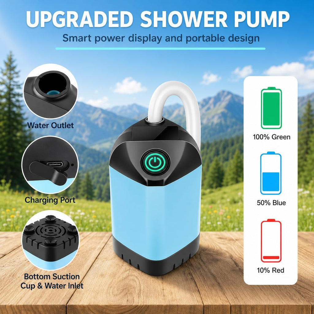 Portable Shower for Camping, 7800mAh Rechargeable Camping Shower Pump