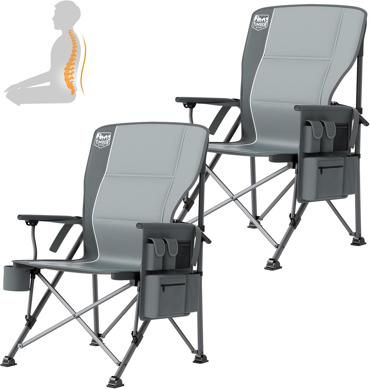 TIMBER RIDGE Oversized Camping Chair 500lbs Lumbar Support High Back