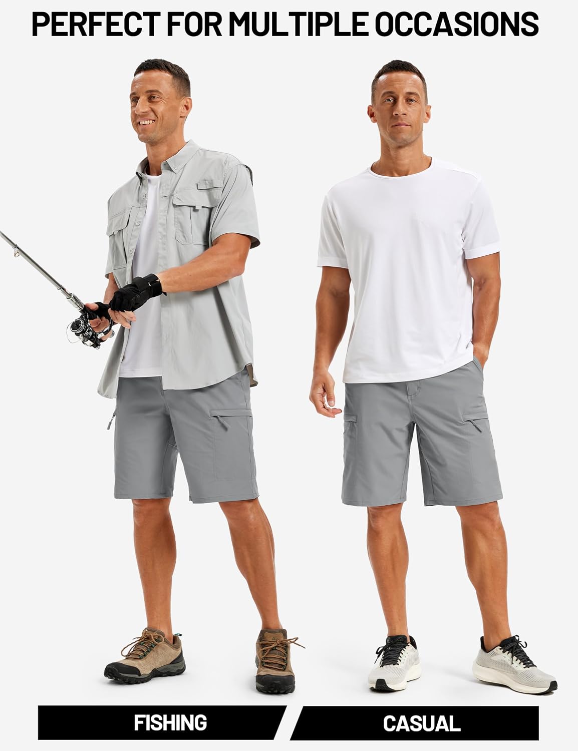TACVASEN Men's Hiking Cargo Shorts 10 inch Quick Dry Lightweight Waterproof