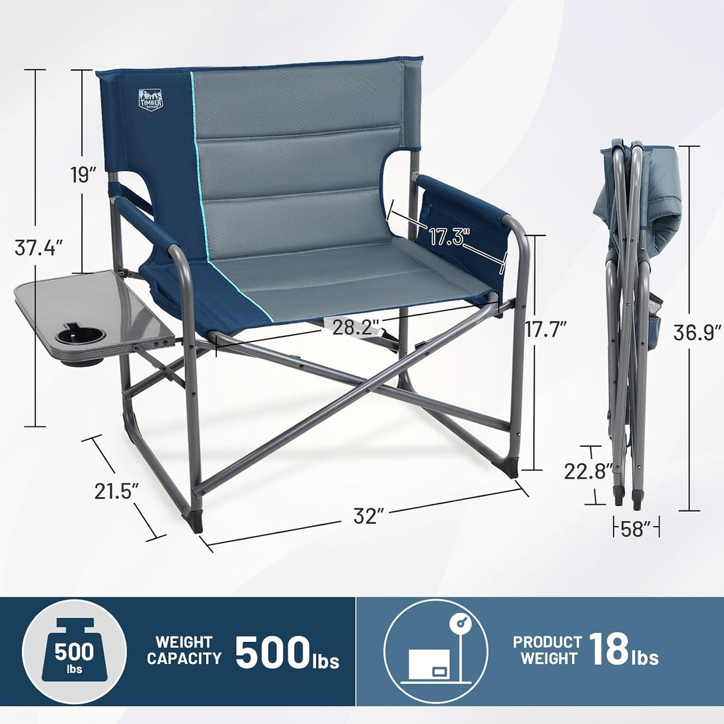 TIMBER RIDGE Extra Wide Directors Chair Heavy Duty Folding Camping Chairs