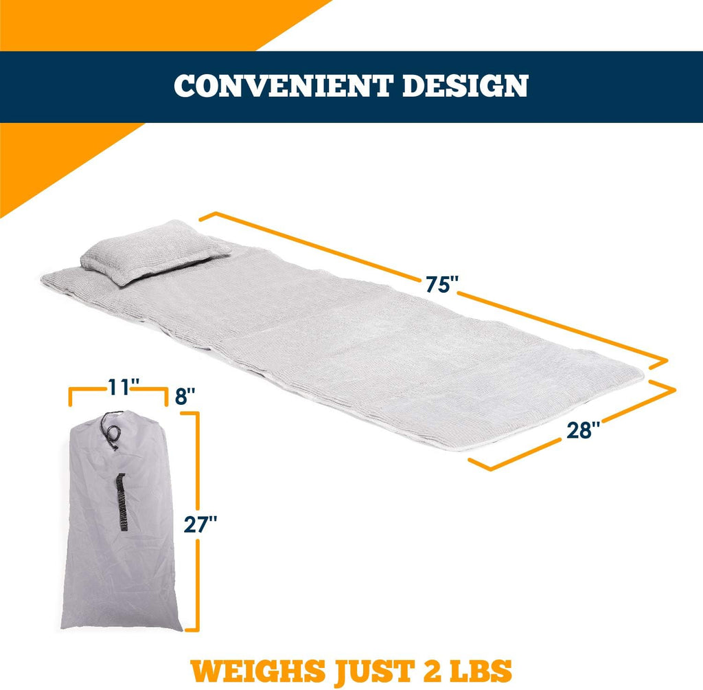 Alpcour Mattress Pad for Camping Cot – Ultra Plush Corduroy Cot Topper w/ Matching Pillow & Storage Carry Case – Easy Clean, Foldable, Compact Design for Outdoor Travel, Hiking & Backpacking – 75x28”