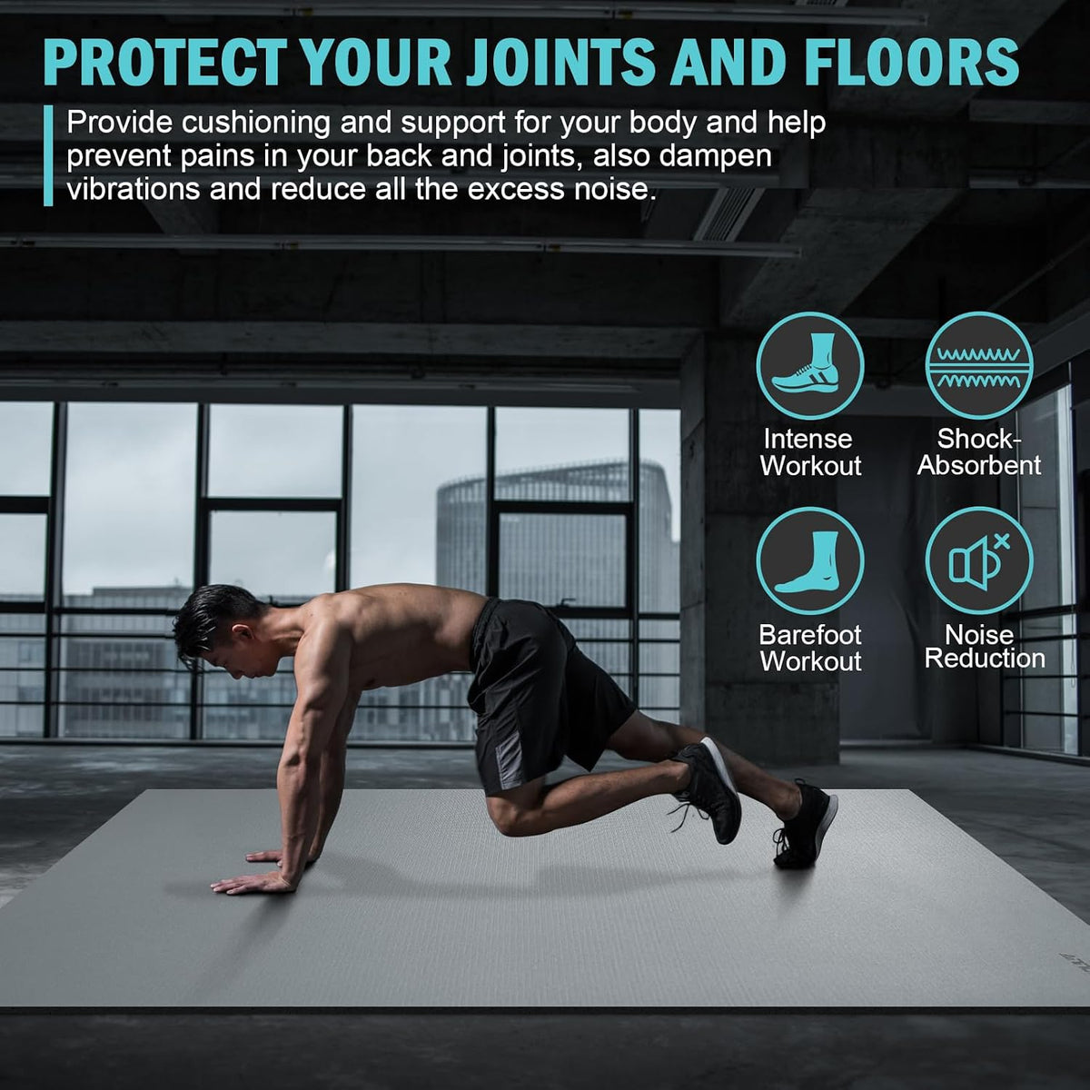 Large Exercise Mat 8'x5'|12'x6'|10'x6'|6'x4'|6'x2' Workout Mat for Home Gym Mats Exercise Heavy Duty Gym Flooring Fitness Mat Large Yoga Mat Cardio Mat for Weightlifting, Jump Rope, MMA, Shoe-Friendly