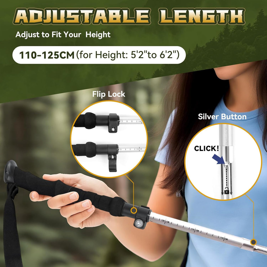 Single Collapsible Trekking Pole （1 Pack） Hiking Essentials