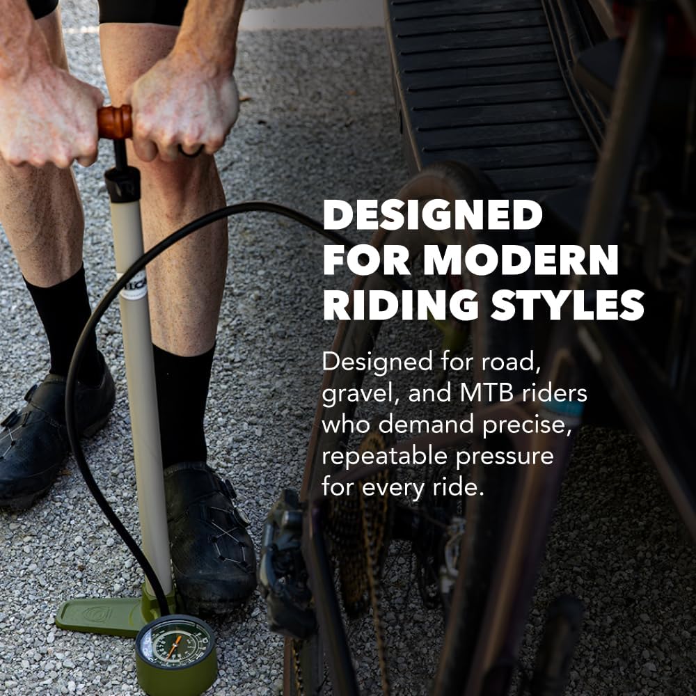 SILCA Terra Bike Floor Pump with Steel Construction, Wood Handle, 120psi