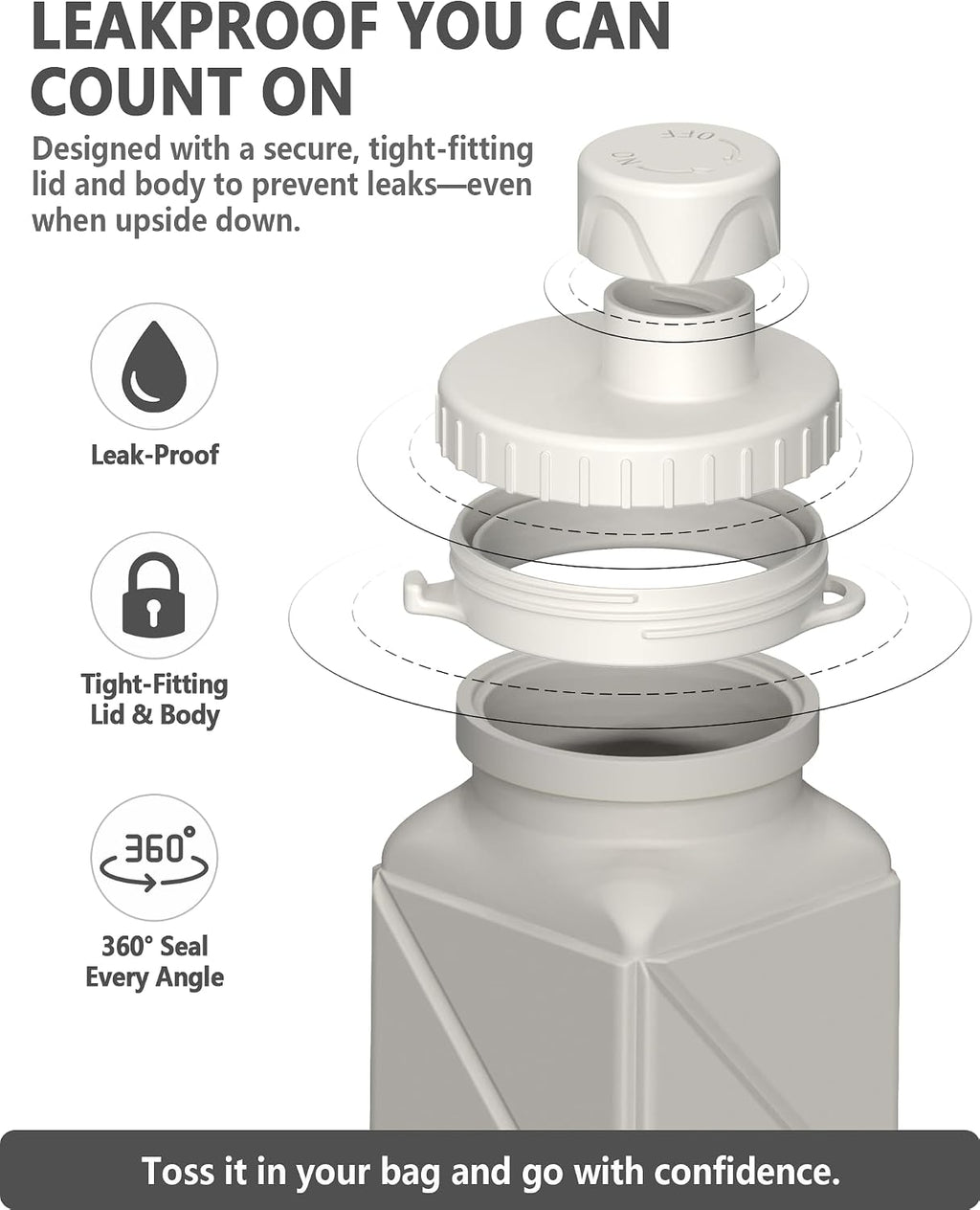 BEAUTAIL Collapsible Water Bottles 21oz/610mL, Silicone Travel Water Bottle