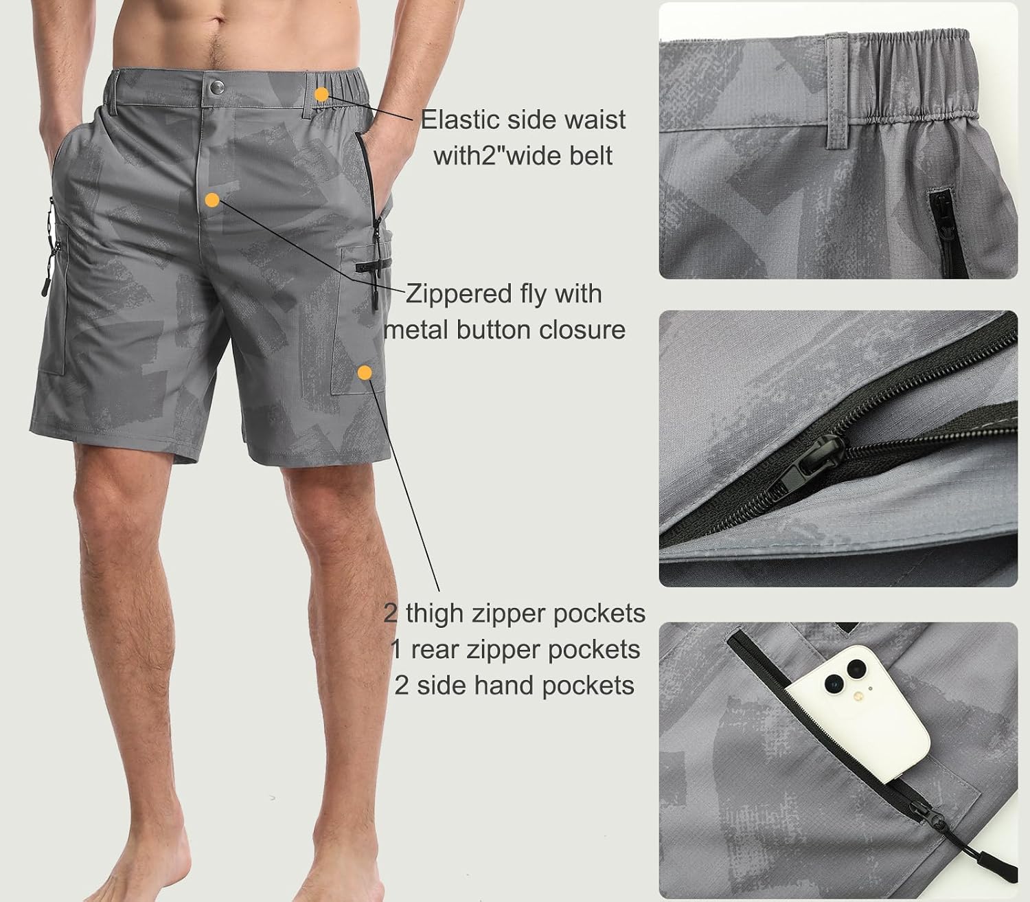 Suwangi Mens Hiking Cargo Shorts Casual Travel Tactical Short for Men
