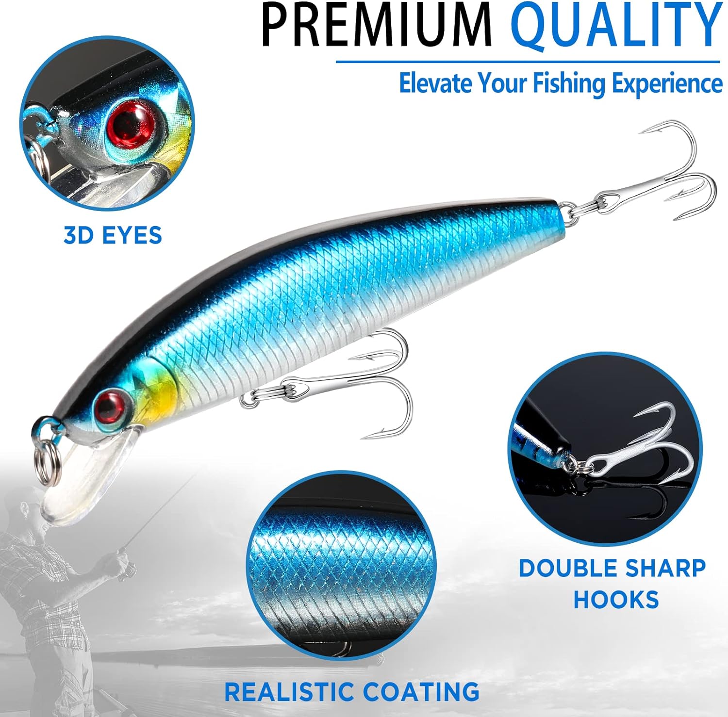PLUSINNO Fishing Lures Tackle Box - Compact Fishing Gear for Bass Trout