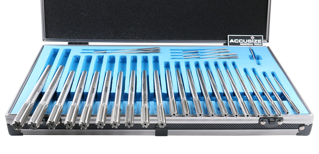 Accusize Chucking Reamer Set, 1/16" to 1/2" by 1/64", 29 Pc