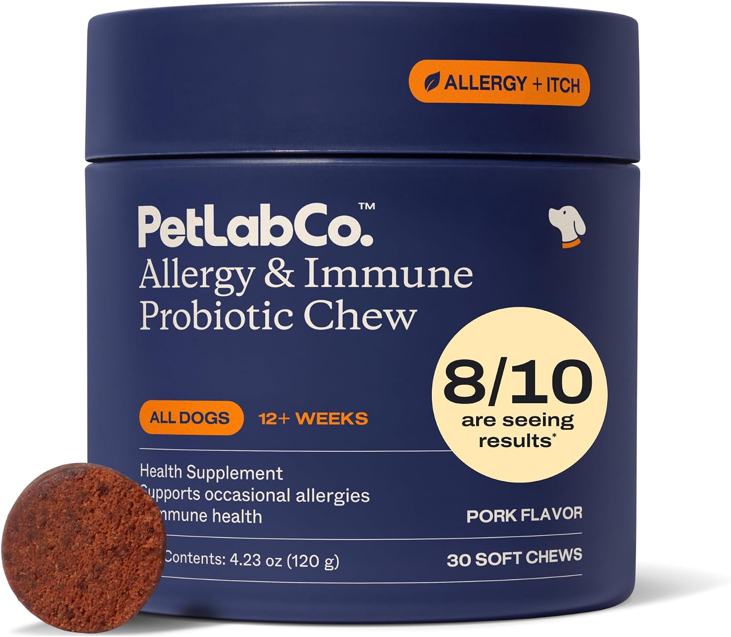 PetLab Co. Allergy & Immune Probiotic Chews, 30 Soft Chews, Pork
