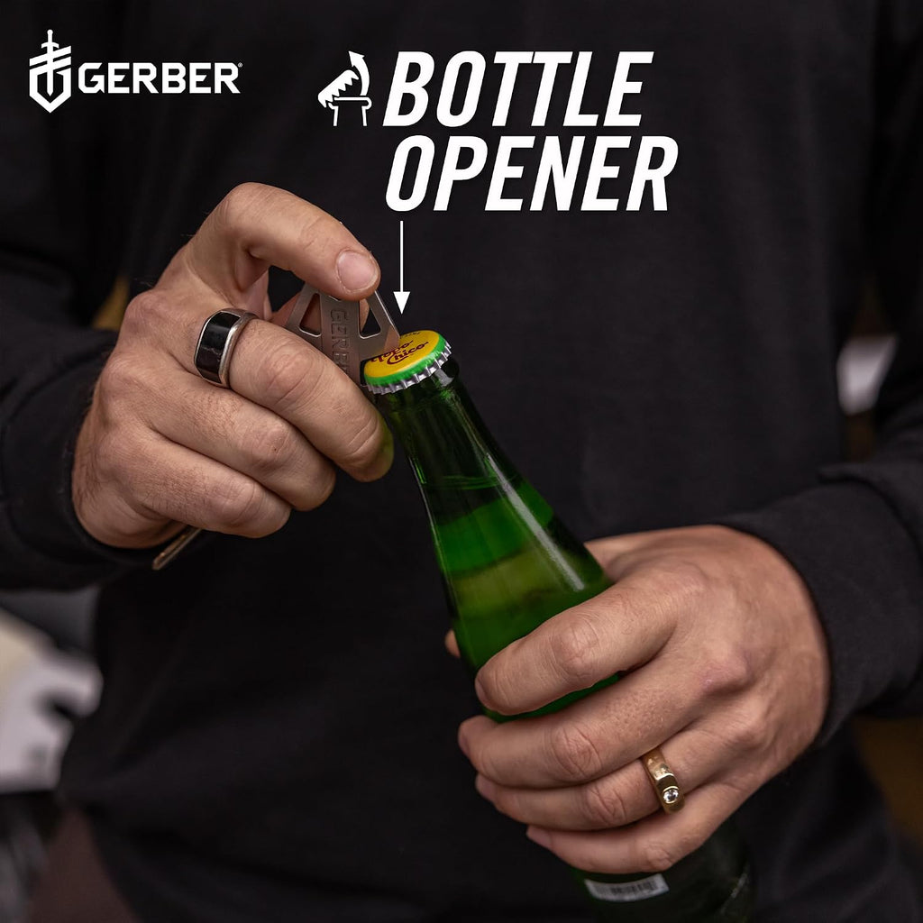 Gerber Broadhead EDC Keychain Multitool, Pocket Clip, Bottle Opener, Silver