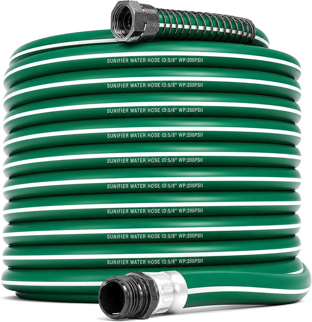 Hybrid Rubber Garden Hose 100 ft with Heavy Duty Solid Fittings