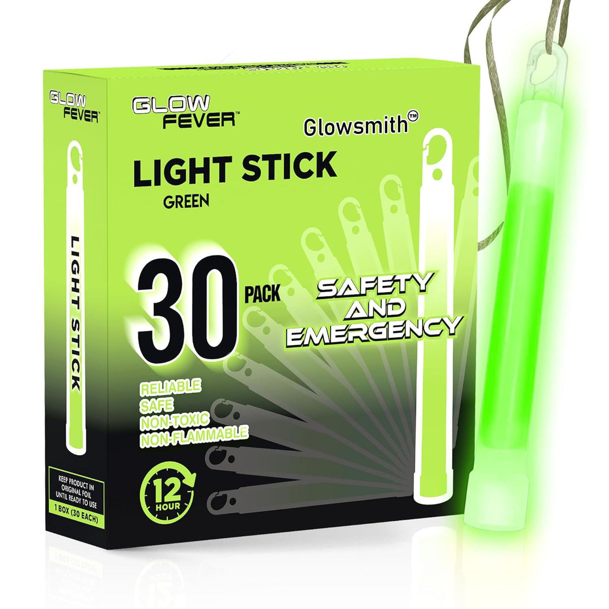 Glow Fever Emergency Safety Military Grade Glow Sticks, 10PCS, 6" Ultra Bright Light Sticks with 12 Hours Duration. Great for Hiking, Party, Camping, Blackouts, Hurricane and Survival Kits (Yellow)