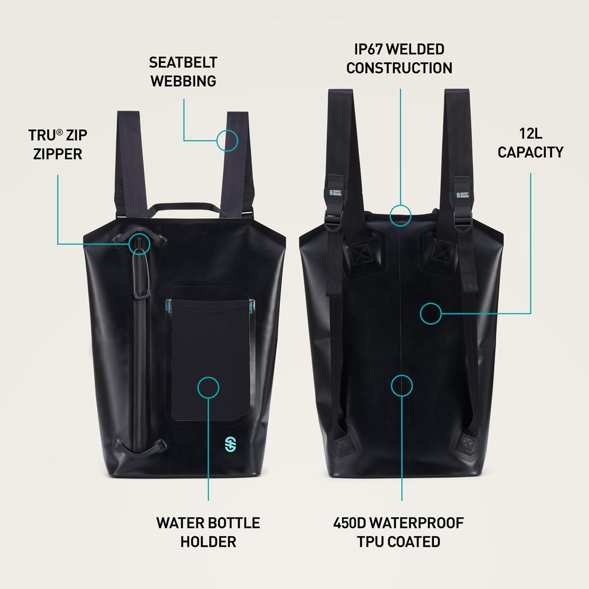 Seeker Dry Backpack 12L Waterproof Dry Bag Backpack