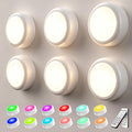 Push Lights with Remote 6-Piece Battery-Powered LED Hockey Puck Lights, Wireless Under-Cabinet & Baseboard Illumination, Dimmable & Color-Changing (6 Pack White, Color)