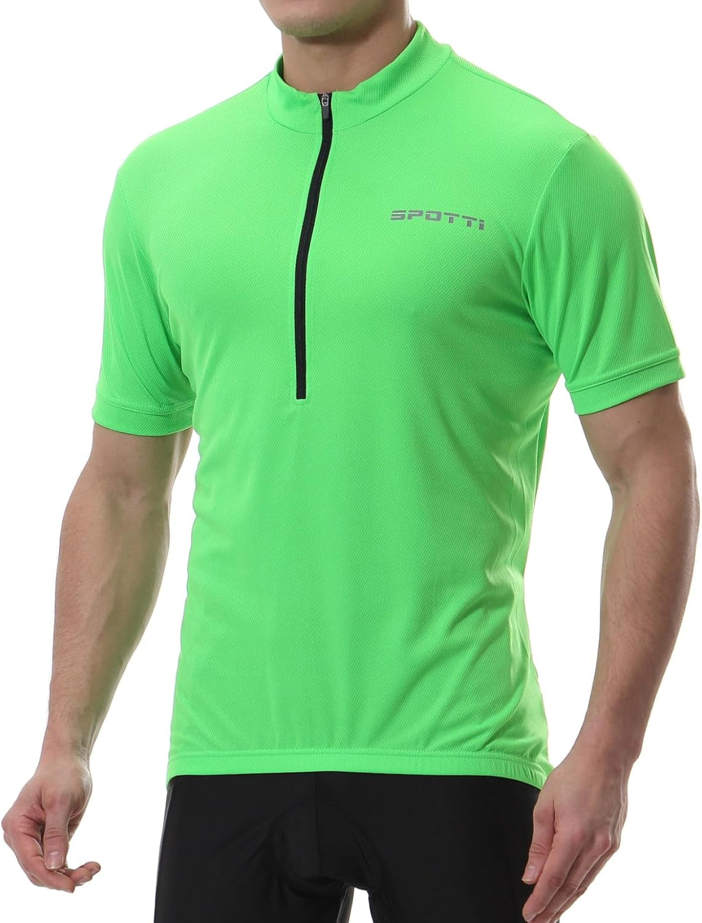 Spotti Men's Cycling Jersey Short Sleeve Half-Zip Bike Shirt, 4 Pockets