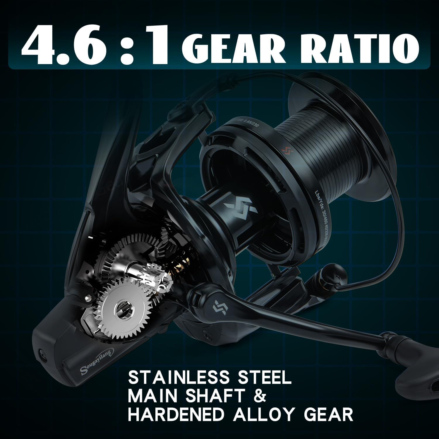 Sougayilang Saltwater Spinning Reel – Up to 38LBs Max Drag Big Game Fishing Reel, Graphite Frame Surf Fishing Reels, 4.6:1 Gear Ratio Heavy Long Casting Inshore Offshore Saltwater Reel