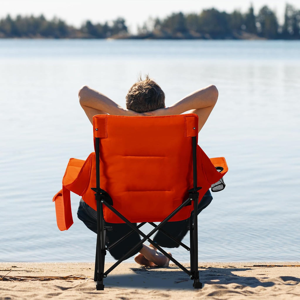 Unisakey Oversize Foldable Rocking Camping Chair300lbs Capacity,Orange