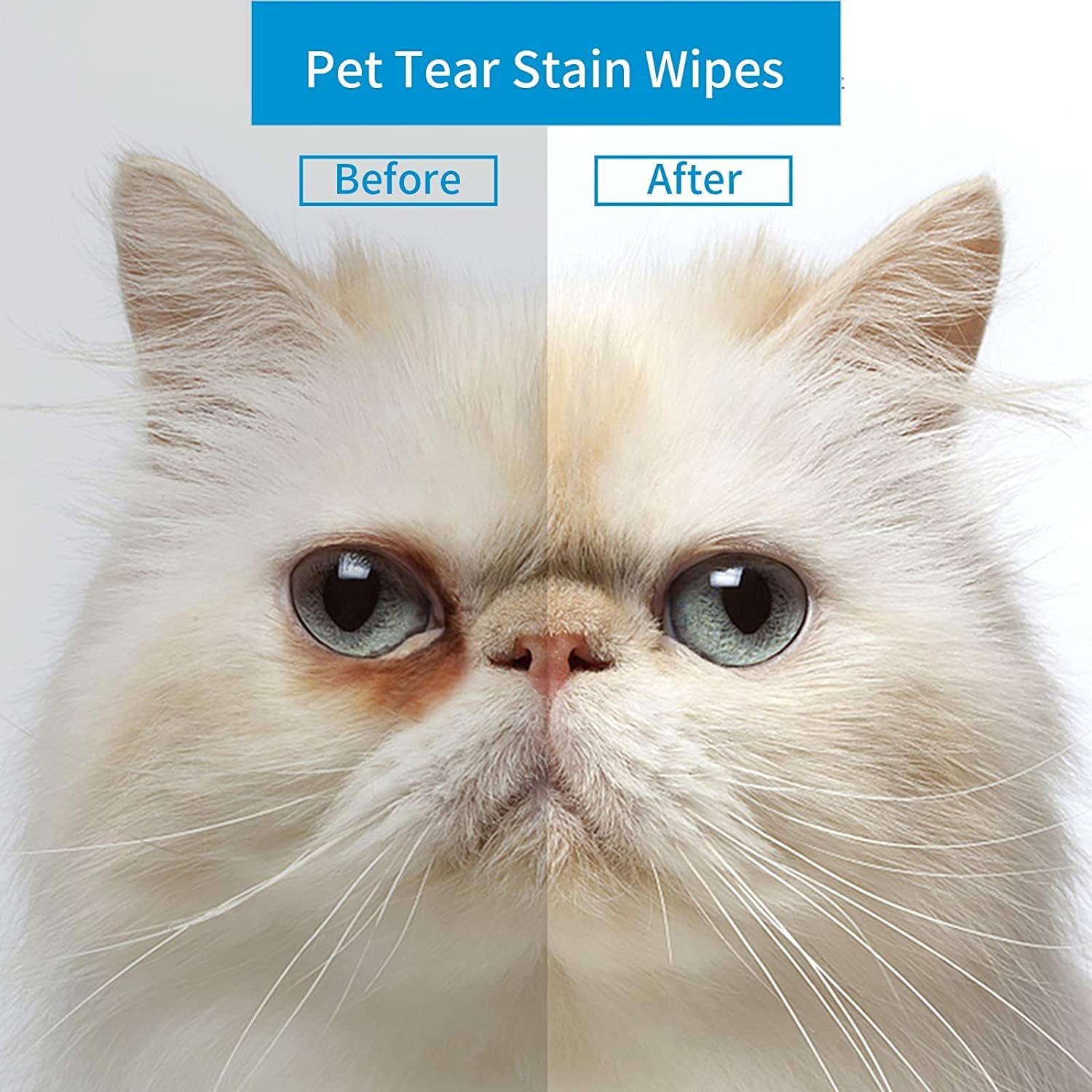 OPULA Dog Eye Wipes Biodegradable, Hypoallergenic Cat Dog Eye Cleaner, Pet Tear Stain Remover Wipes | Wrinkle, Face, Eye Cleaner Pads to Gently Remove Discharge, Crust | Unscented Pet Tear Wipe -300PZ