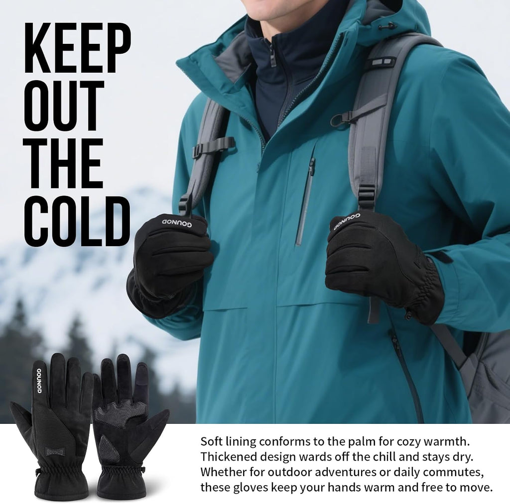 GOUNOD Winter Gloves for Women Men, Thermal Insulated Waterproof Windproof Cold Weather Gloves, Touch Screen Compatible, Non-Slip Grip for Running, Driving, Cycling, Hiking