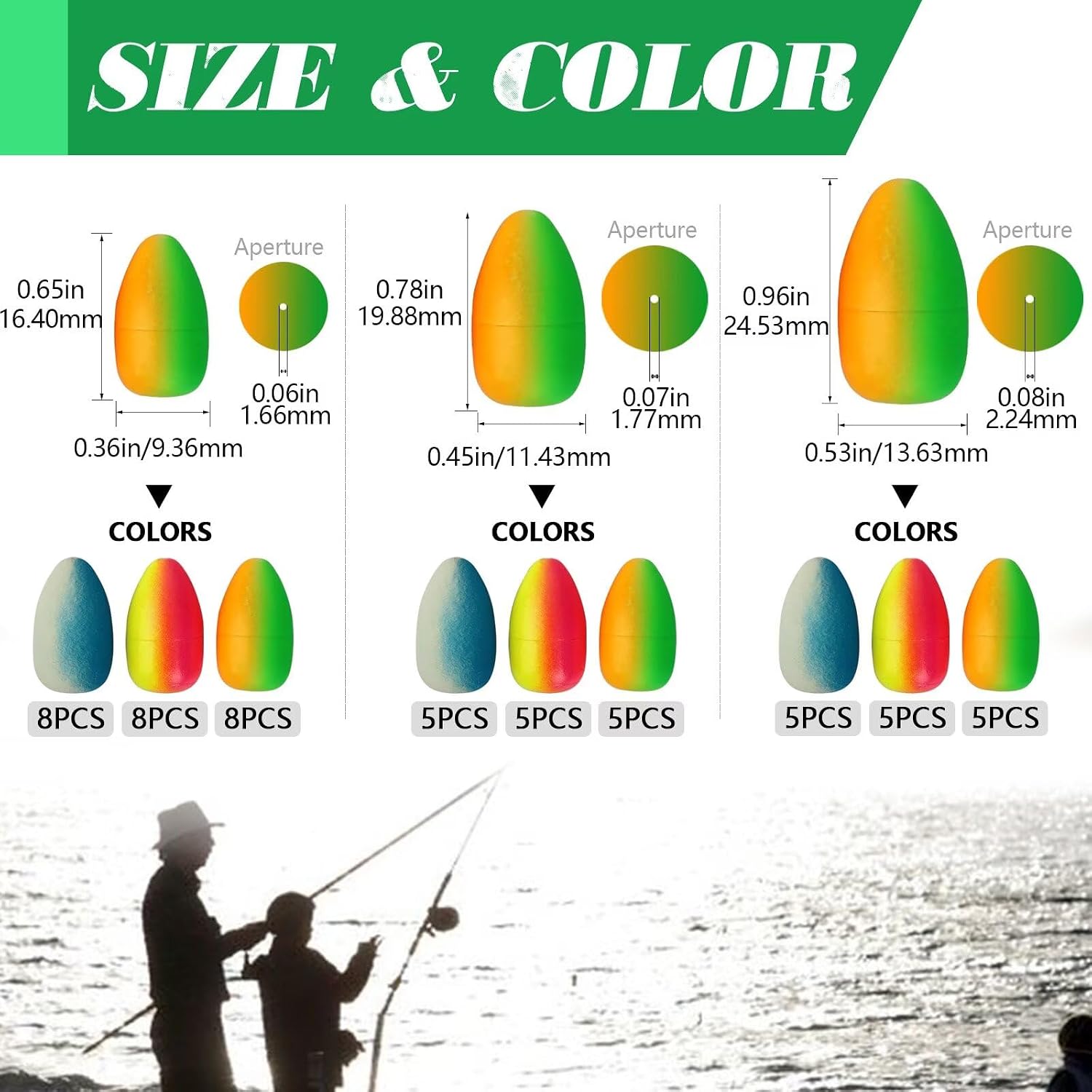 Dovesun 220/104/80/60/54/52/42pcs Pompano Rig Floats for Surf Fishing Foam Bobbers for Fishing Fly Fishing Bobbers Floats Bright Color Kit/Round/Cylindrical/Heart/Bullet/Pill/Spin Shape