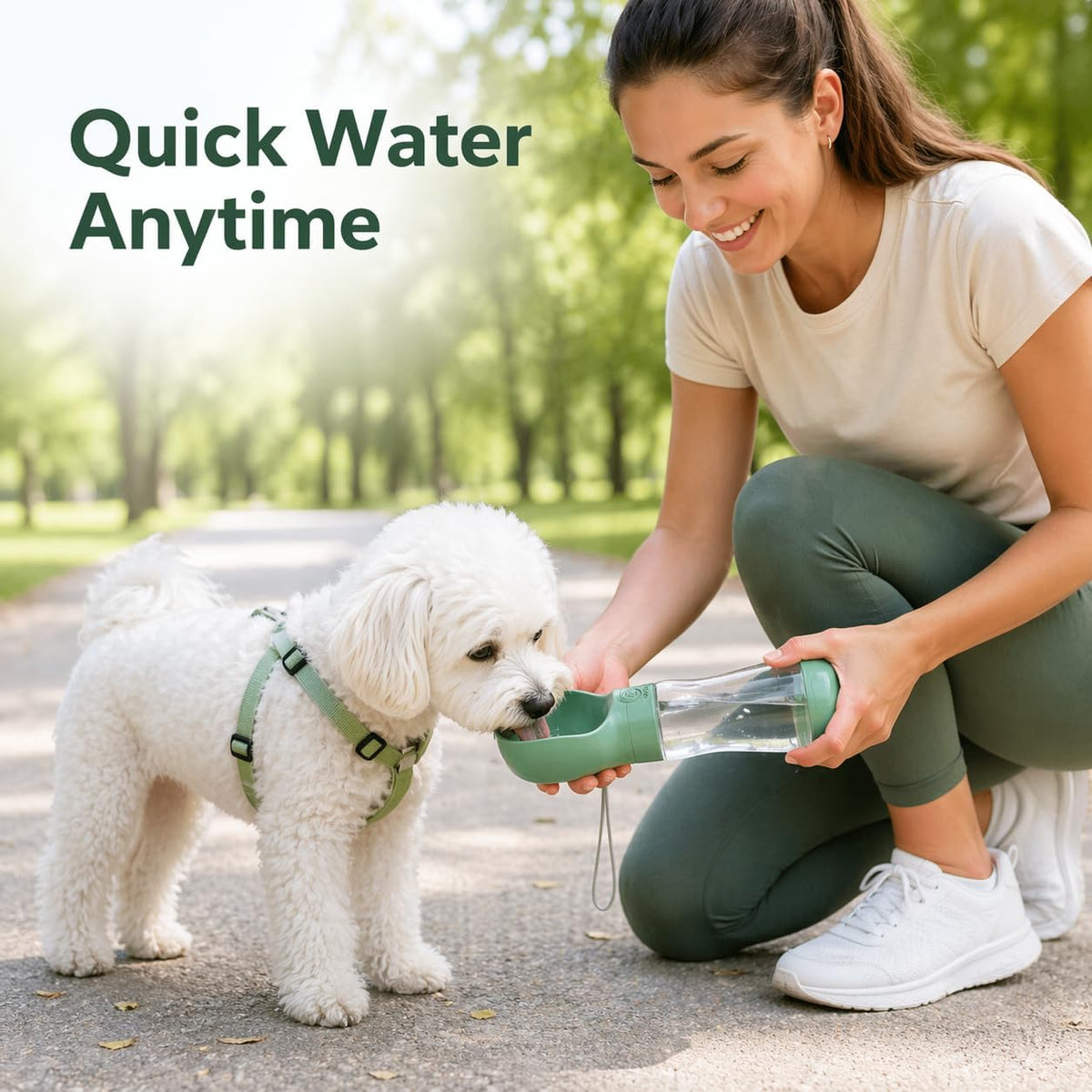 Portable Dog Water Bottle, Leak Proof Pet Water Dispenser for Walking, Travel, Hiking and Outdoor Use. Twist to Dispense Water. Twist Back to Lock in Spill proff.