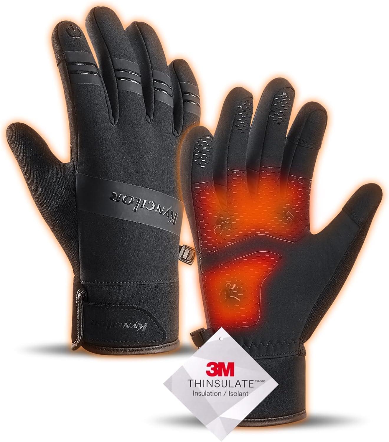 100% Waterproof Winter Gloves for Men Women Windproof Thermal with Touchscreen Finger, Anti-Slip Palm, Warm Hands for Cold Weather Running, Cycling, Driving, Hiking, Snow, Ski, Golf