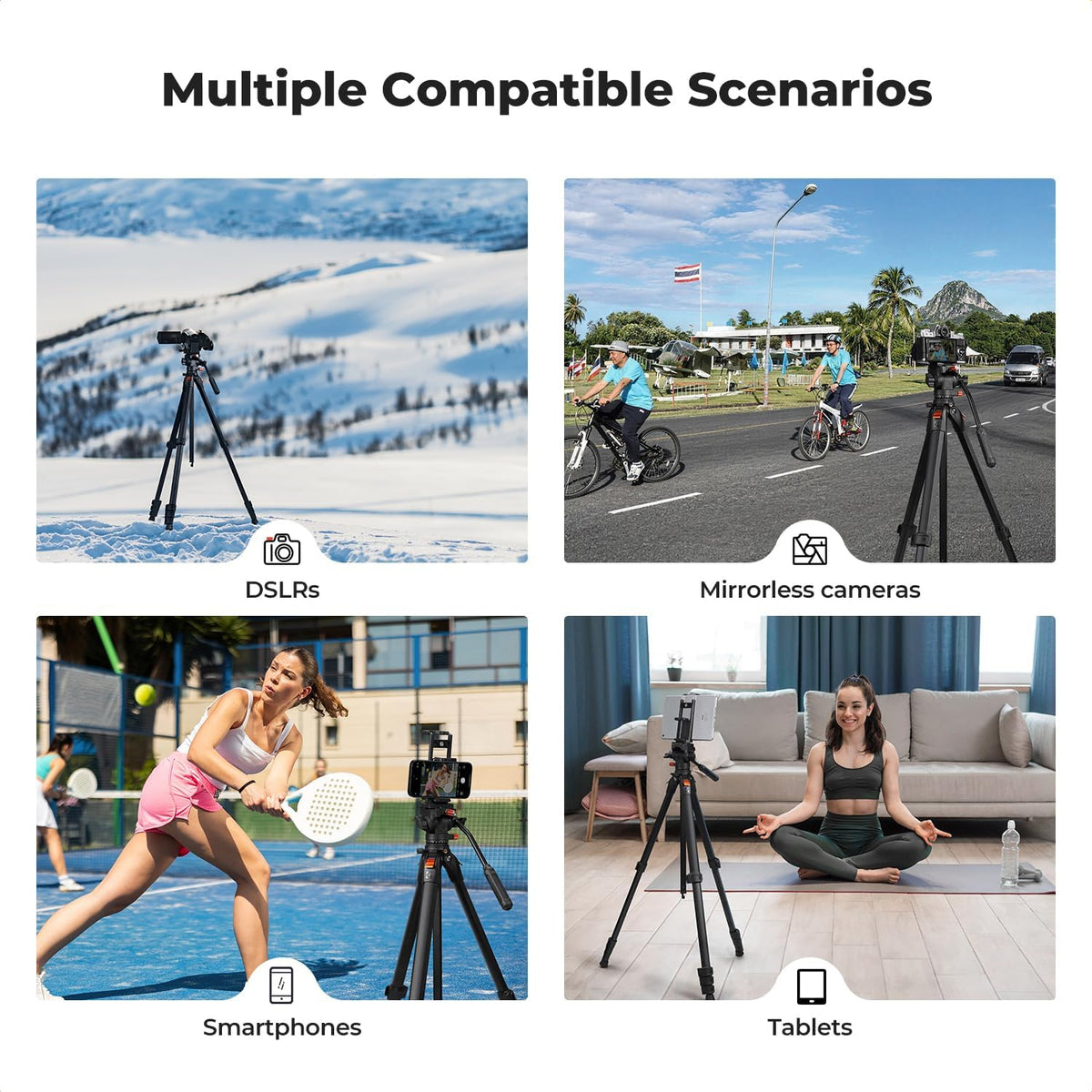 K&F CONCEPT 73" Camera Tripod with Fluid Head