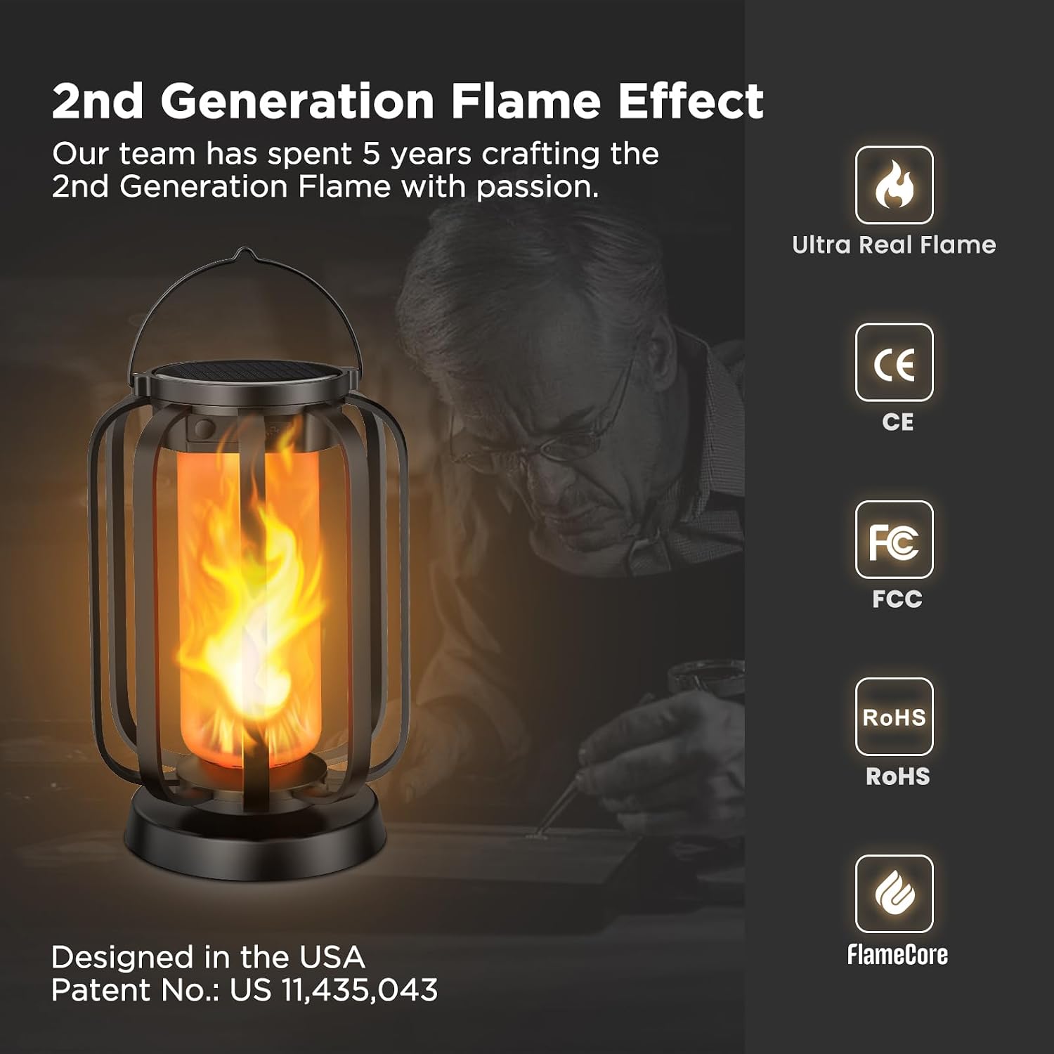 Hompavo Gen2 Solar Lanterns Outdoor Lights with Ultra-Real Flame