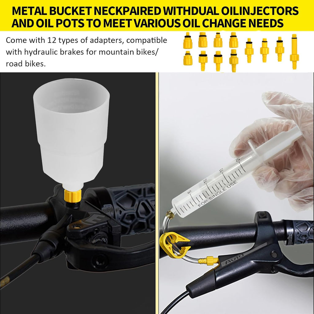 Brake Bleed Kit for Shimano, TEKTRO, TRP Hydraulic Disc Brakes, Brake Fluid Bleeder Kit with180ML Mineral Oil Brake Fluid for MTB/Road Bike Brake