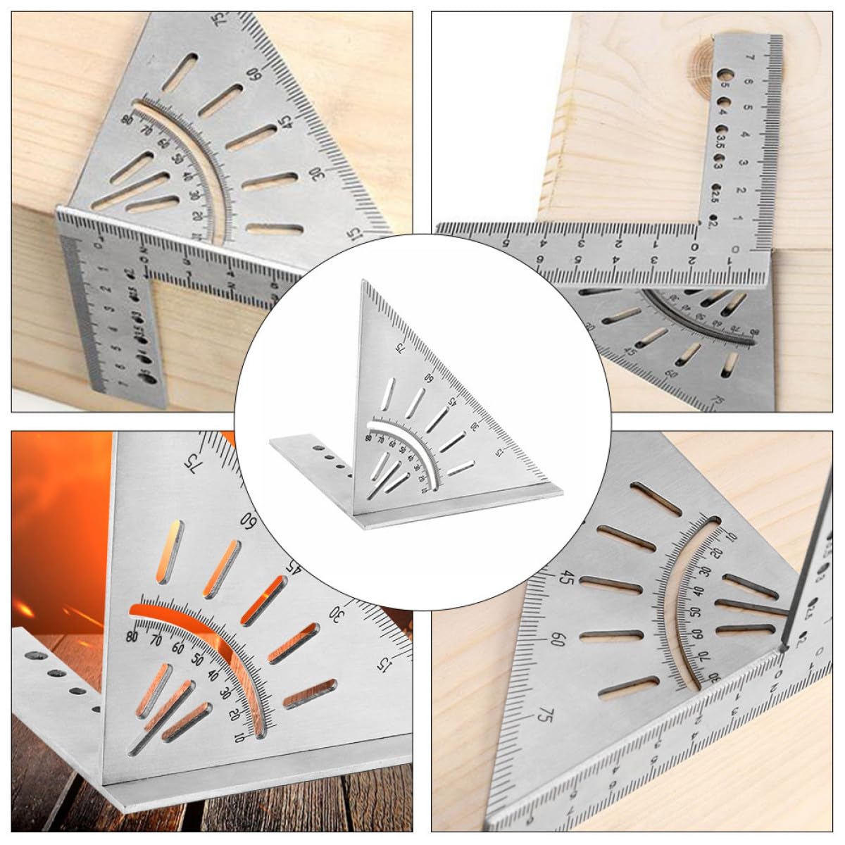 Stainless Steel Triangular Measuring Ruler for Carpentry Marking
