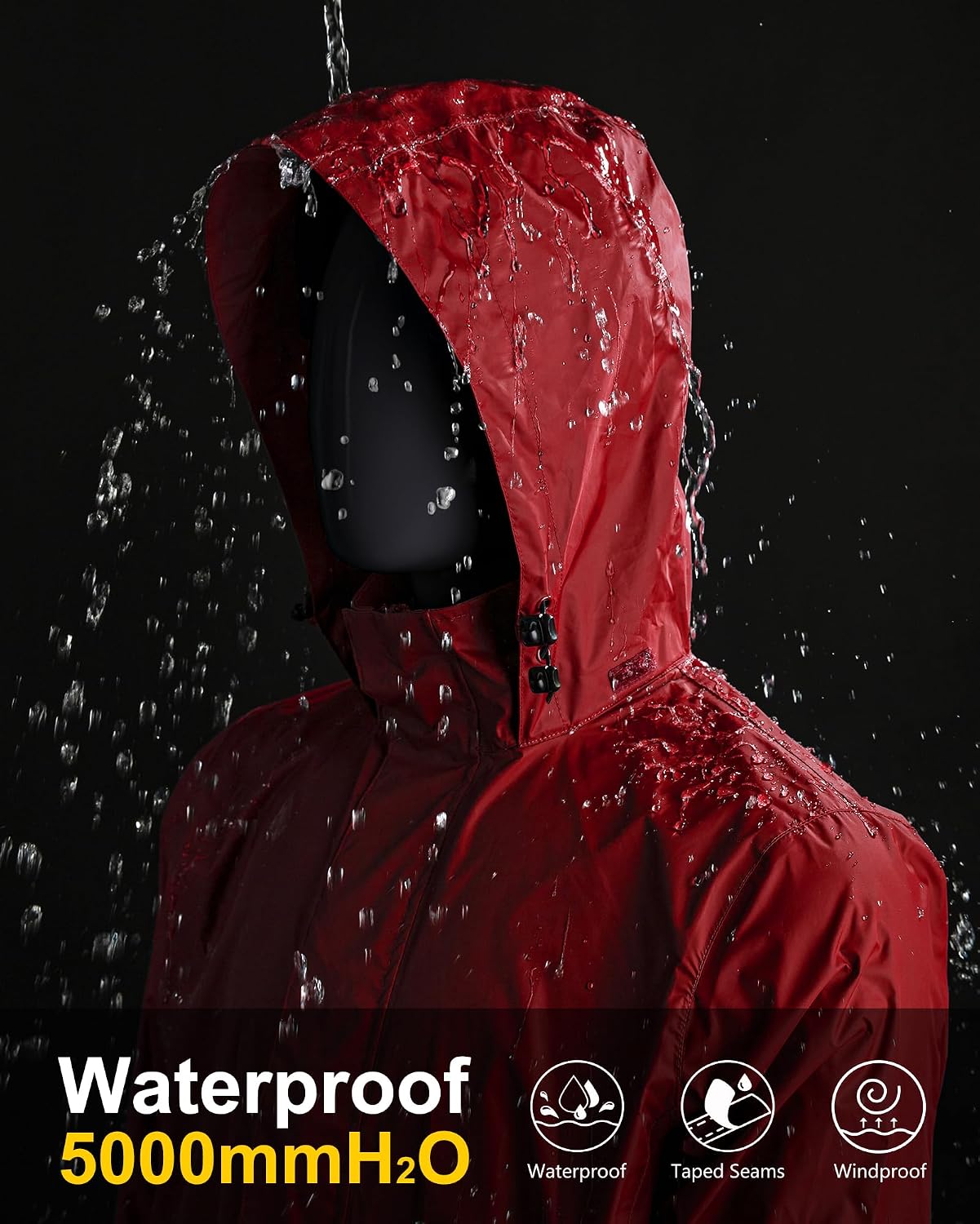 33,000ft Men's Packable Rain Jacket Lightweight Waterproof Golf Raincoat