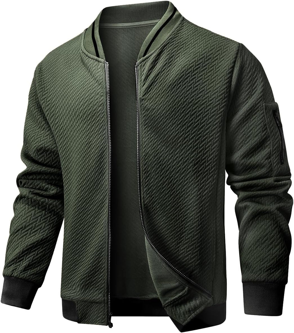 Wizoat Mens Casual Jacket Loose Fit Lightweight Jacket Varsity Bomber Jacket with Zipper