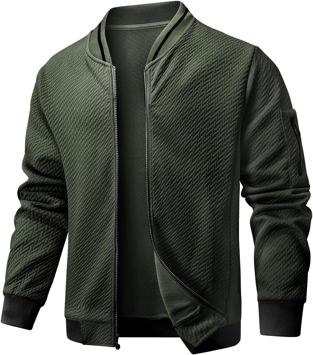 Wizoat Mens Casual Jacket Loose Fit Lightweight Jacket Varsity Bomber Jacket with Zipper