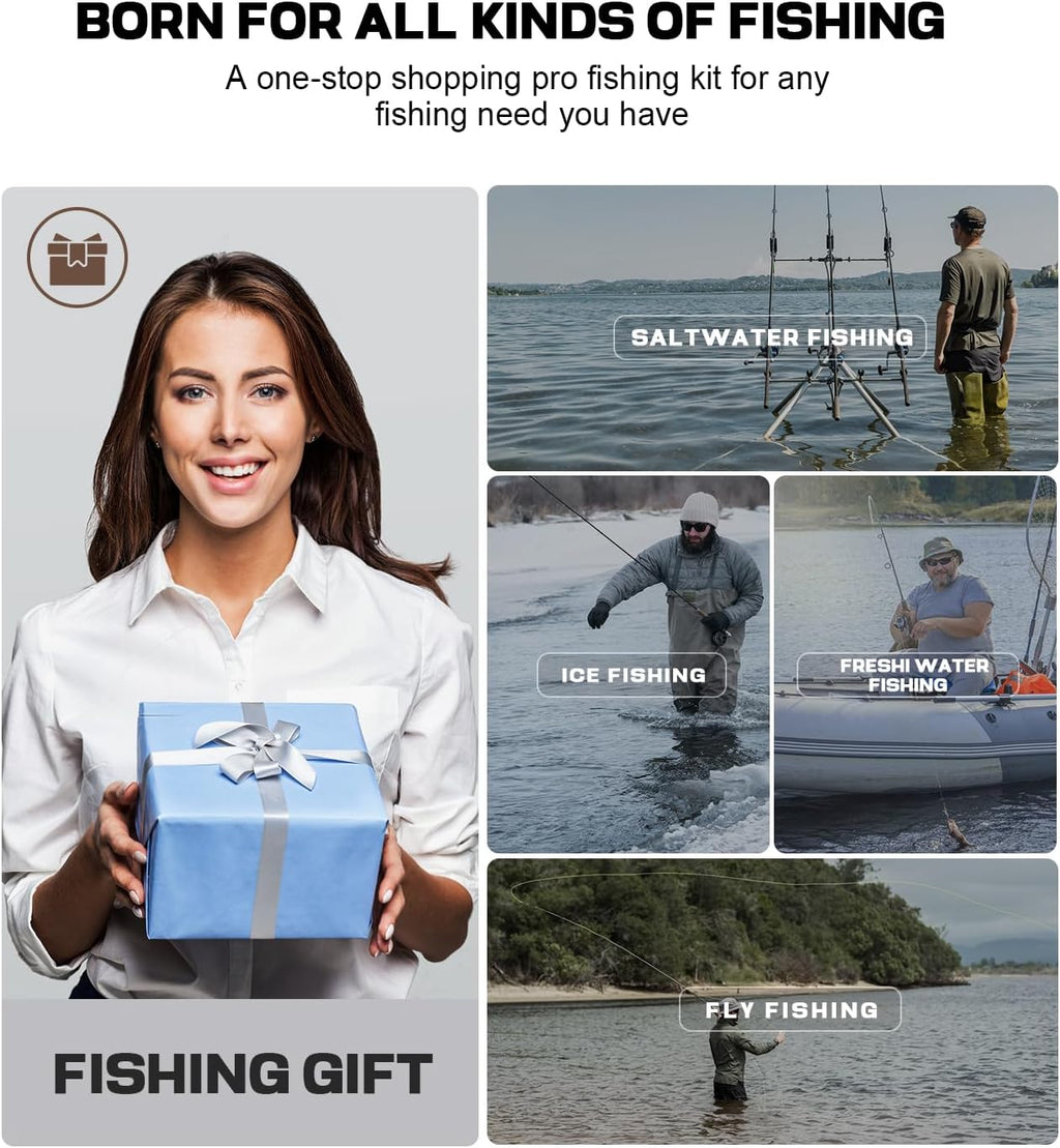 Sidomma Pro Fishing Gear and Equipment Tools Accessories Kit with Fishing Pliers Fillet Knife Scissors Fish Lip Gripper Fish Ruler Fishing Gifts for Men Saltwater Fishing Fly Fishing Ice Fishing