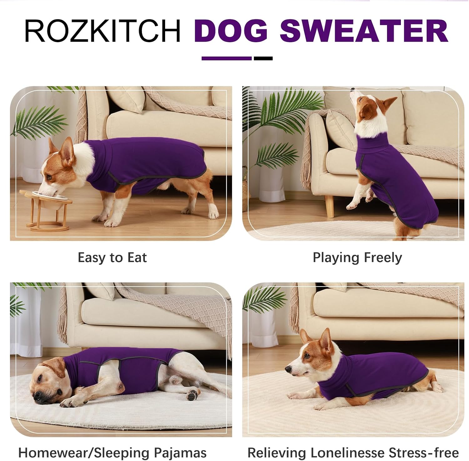 ROZKITCH Dog Sweater S, Warm Turtleneck Shirt for Medium Dogs