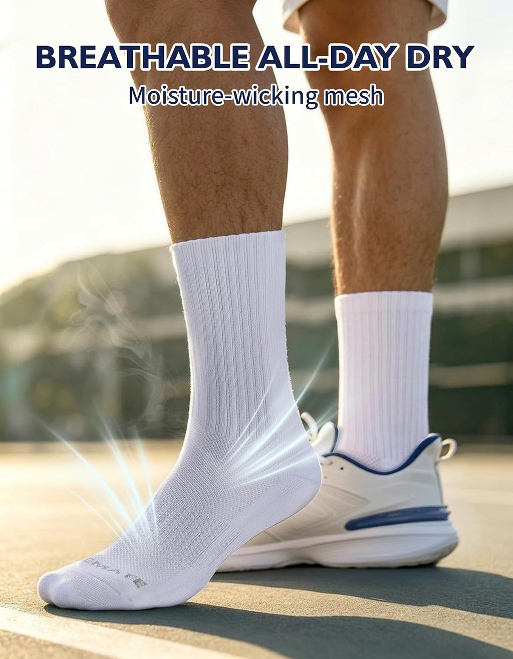 CLOSEMATE Mens Athletic Crew Socks Moisture Wicking Cushioned 6 Pairs