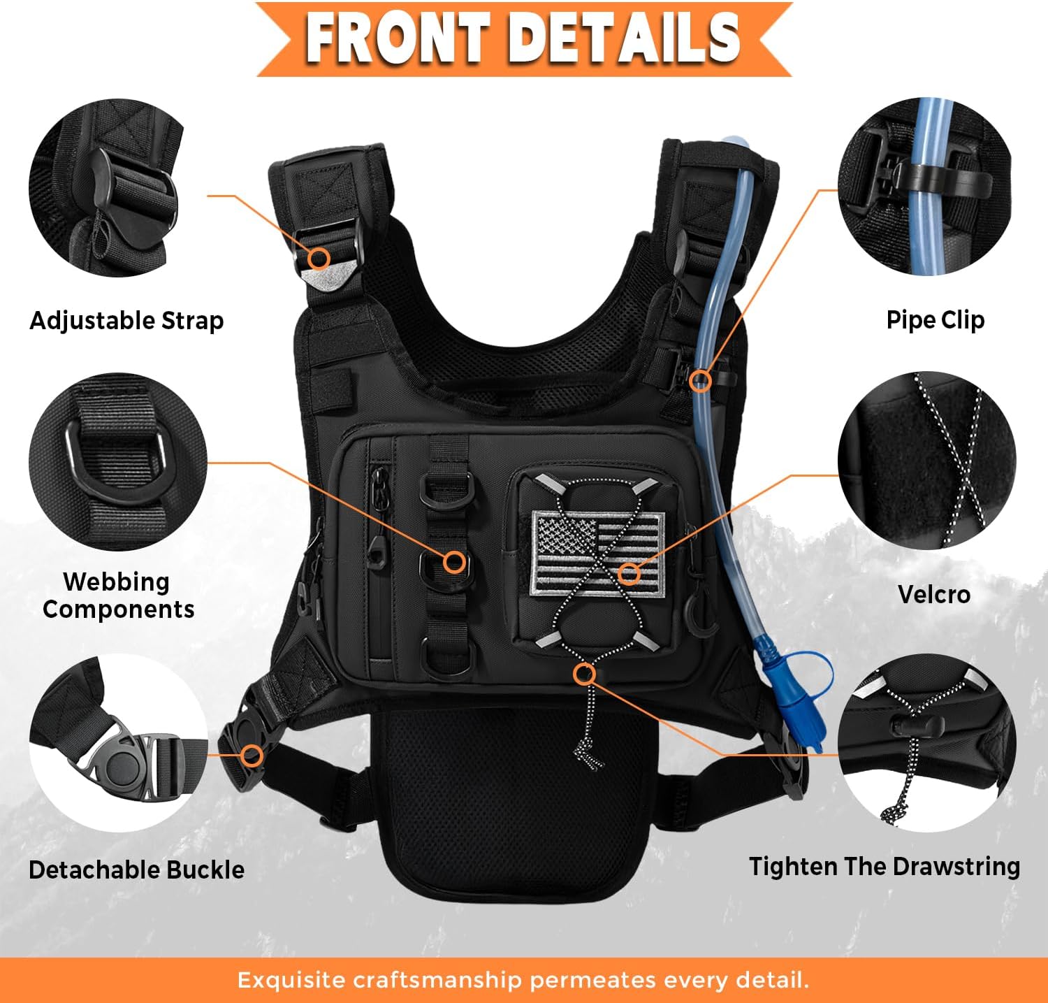 Outdoor Hydration Vest for Running & Hiking, Lightweight Breathable Water Backpack with 2.0L Bladder, Bounce-Free Chest Pack for Marathon, Cycling, Trekking for Men and Women