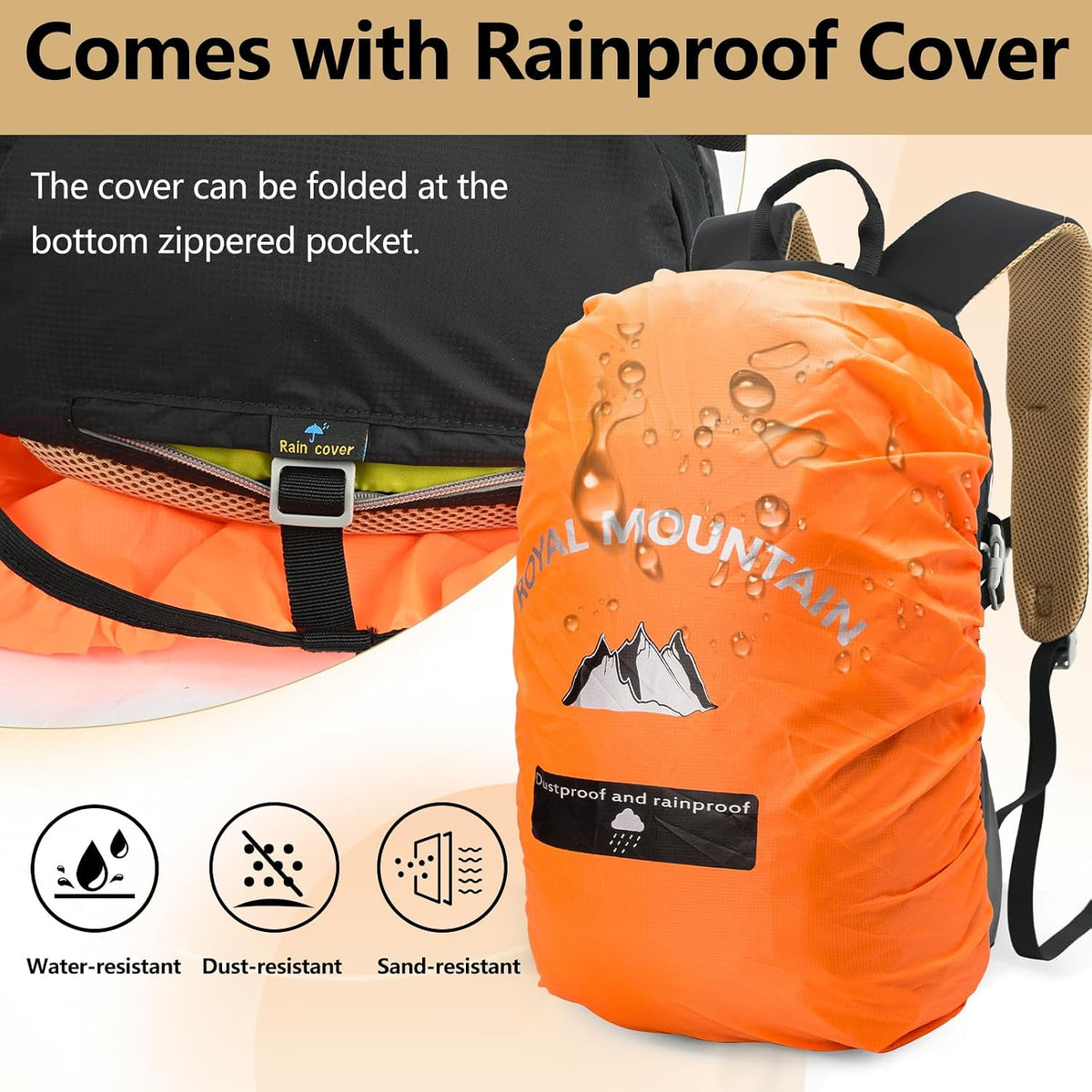 20L Hiking Backpack With Rain-Cover, Lightweight Packable Backpack For Women Men, Hiking Daypack Backpacks Fit For Camping, Sports, Daily Commuting, Short Trips (Black)