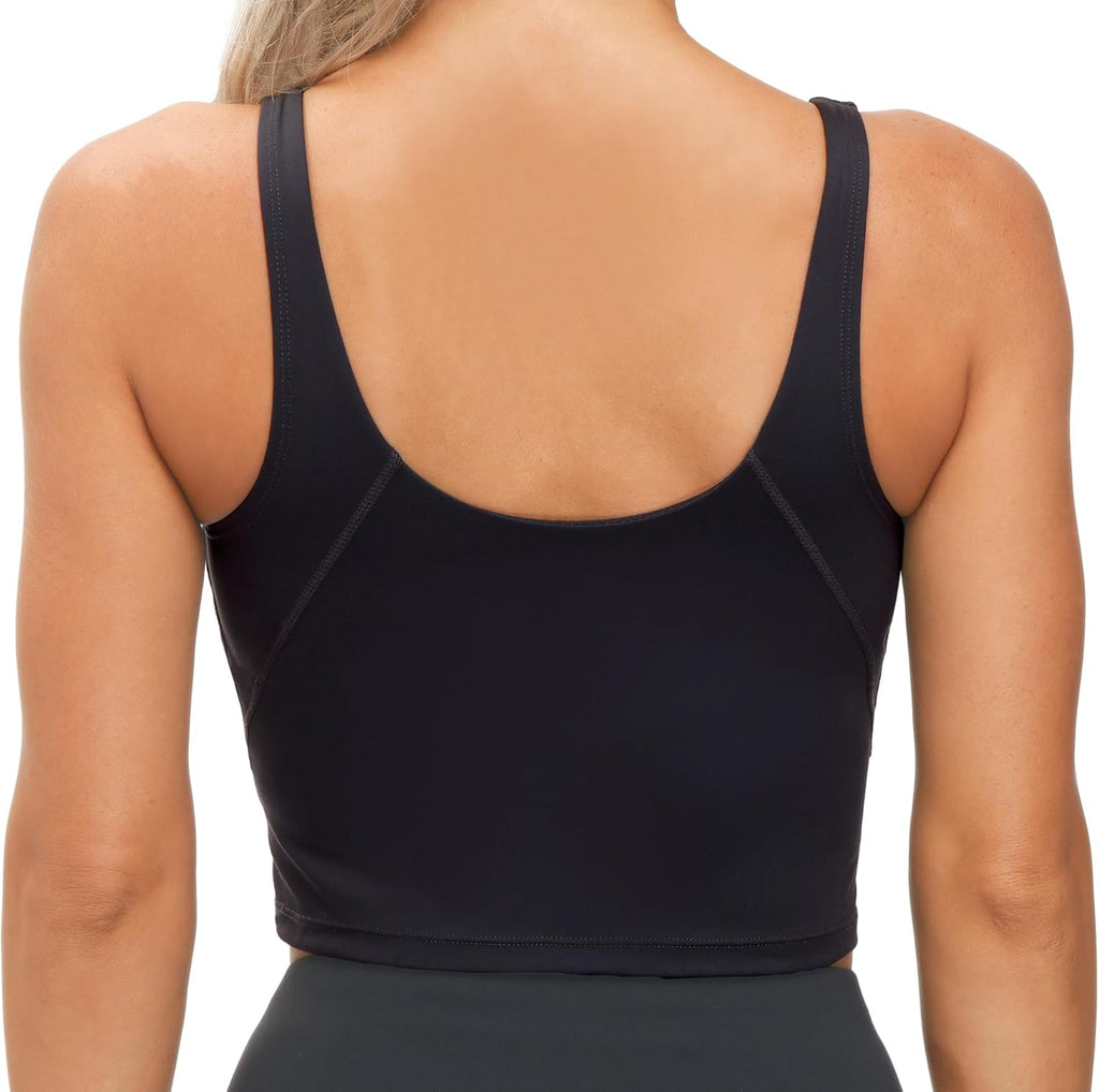 THE GYM PEOPLE Women’s Longline Sports Bra Wirefree Padded Medium Support Yoga Bras Gym Running Workout Tank Tops
