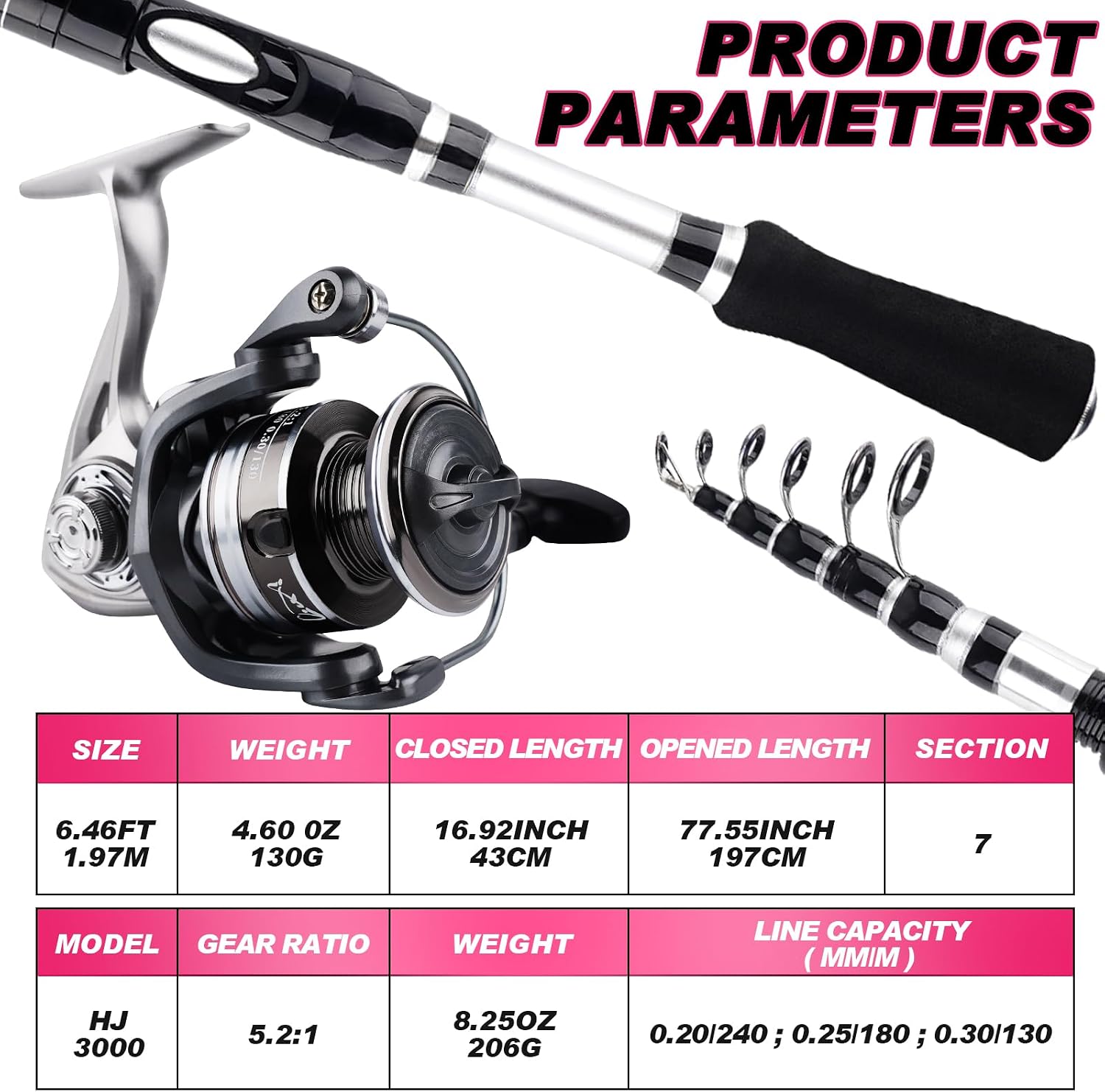 2PCS Telescopic Fishing Rods and Reels Combo Set Portable Fishing Pole