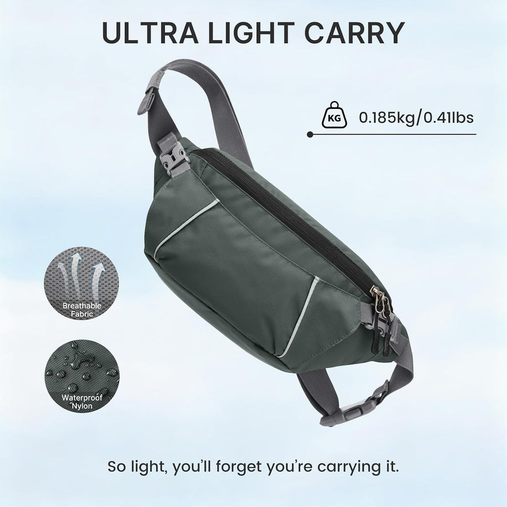 G4Free Fanny Pack for Men Crossbody Belt Bag Waist Pack with RFID Blocking Travel Hiking, Grey