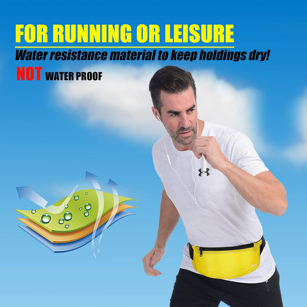 USHAKE Running Belt,Men or Women Ultra Light Bounce Free Waist Pouch Bag Fitness Workout Belt Sport Waist Pack Exercise Waist Bag for iPhone Samsung LG in Running Gym Marathon (YELLOW)