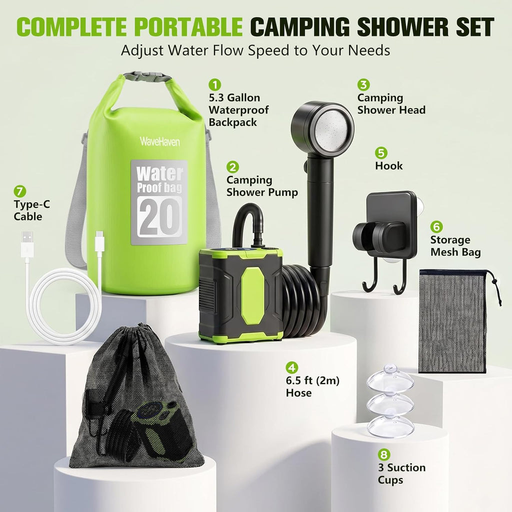 2026 Portable Shower For Camping With Bag,10000mAh Camping Shower Pump