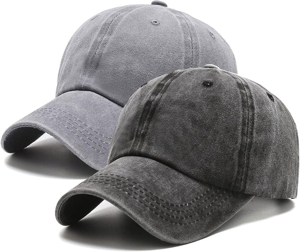 PFFY 2 Packs Vintage Washed Distressed Baseball Cap Dad Hat for Men Women