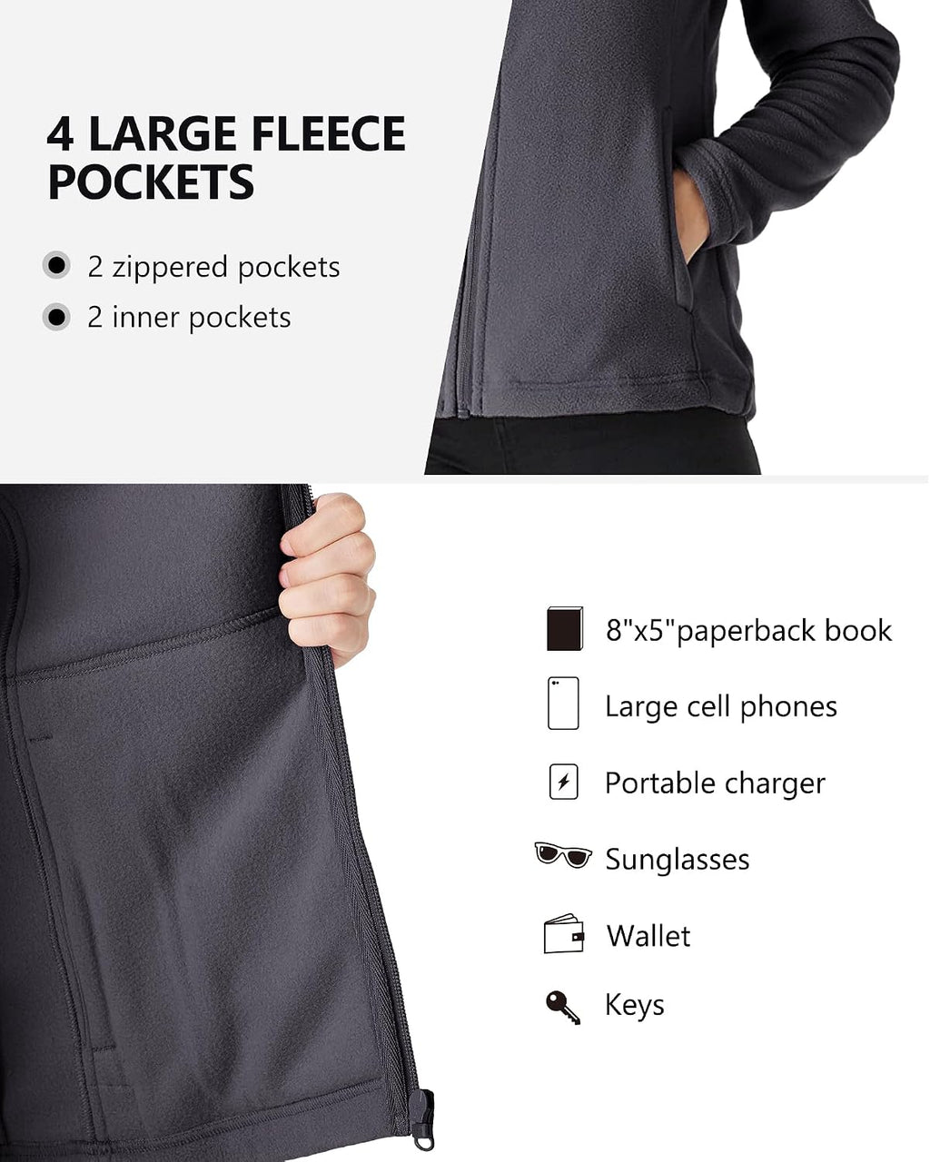 Outdoor Ventures Women's Lightweight Warm Polar Fleece Jacket Zip Up