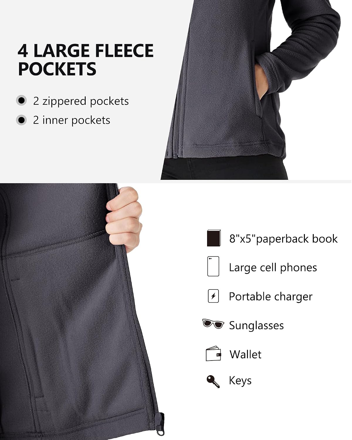 Outdoor Ventures Women's Lightweight Warm Polar Fleece Jacket Zip Up