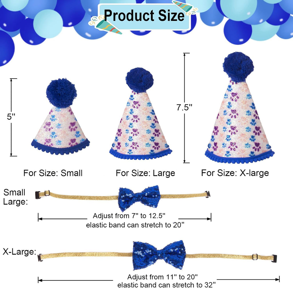 ADOGGYGO Dog Birthday Hat, Blue Plaid Birthday Boy Bandana Set, Small