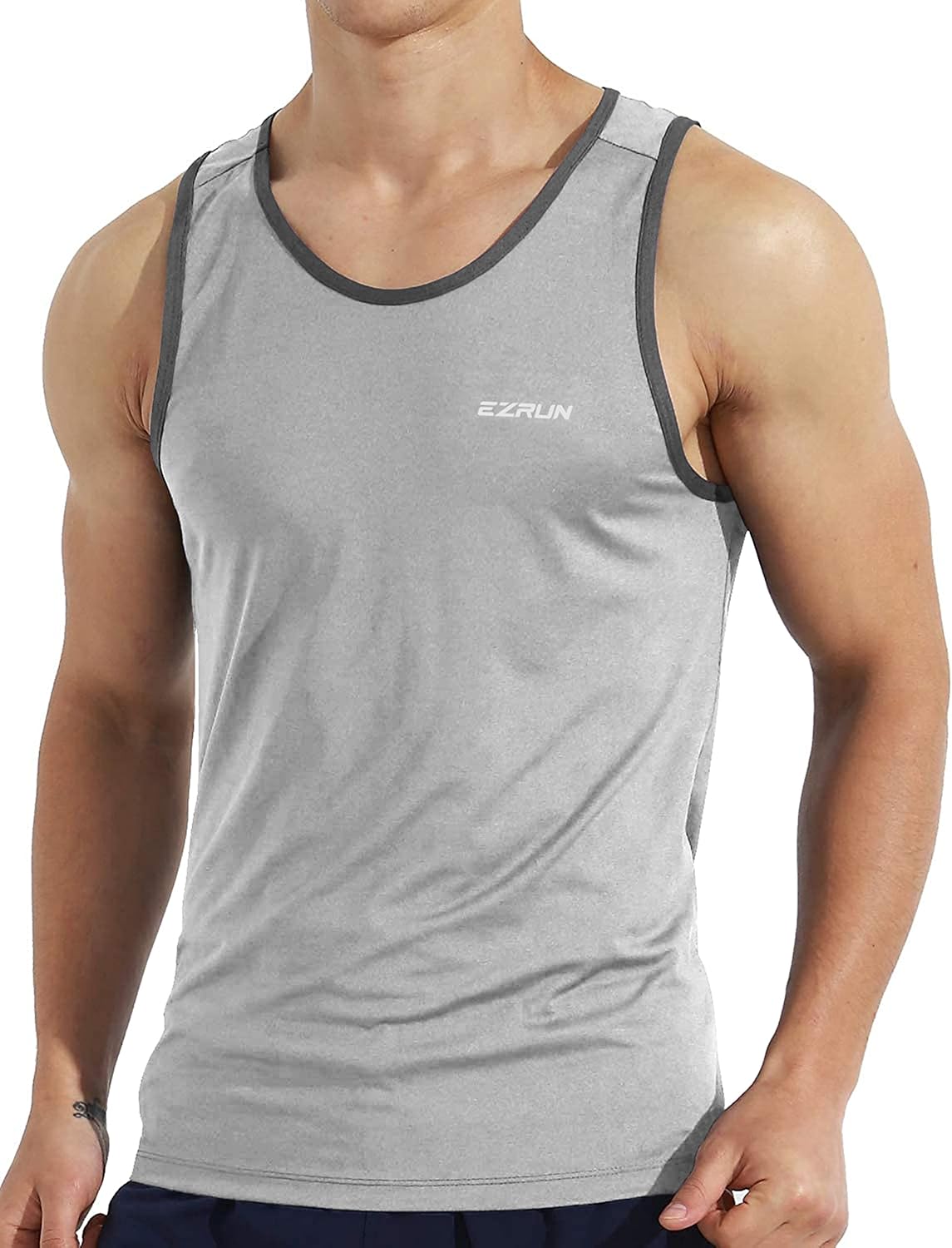 EZRUN Men's Quick Dry Tank Top UPF 50+ Workout Shirt for Gym & Running
