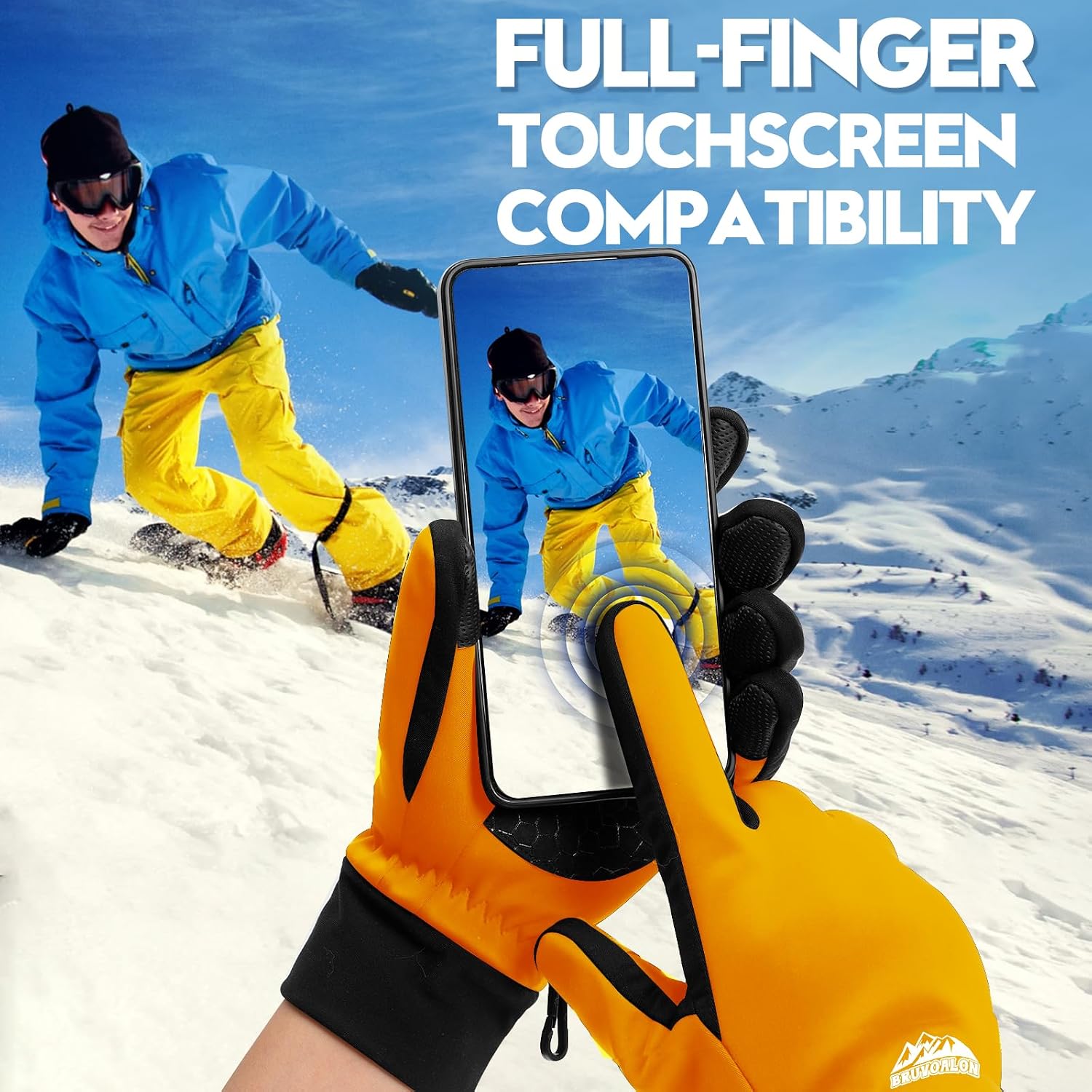 Bruvoalon Winter Gloves for Women & Men, 3M Thermal Insulation, Lycra Fabric, Touchscreen, Anti-Slip